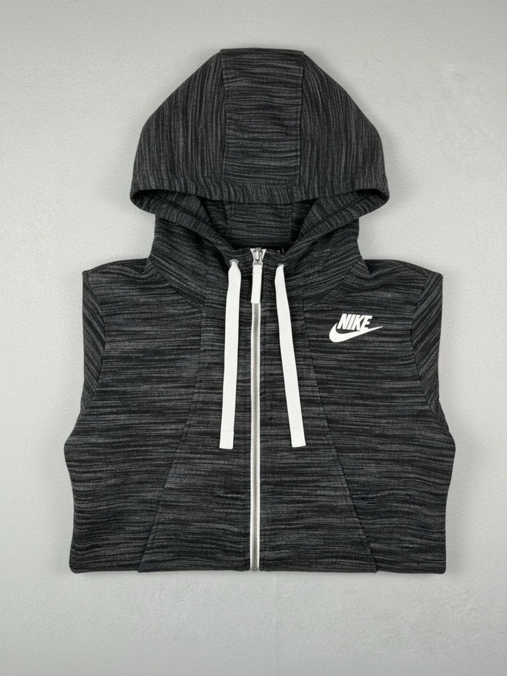 NIKE Sportswear Full Zip Hoodie M Heathered‎ Space Dye Charcoal Tri Blend Casual